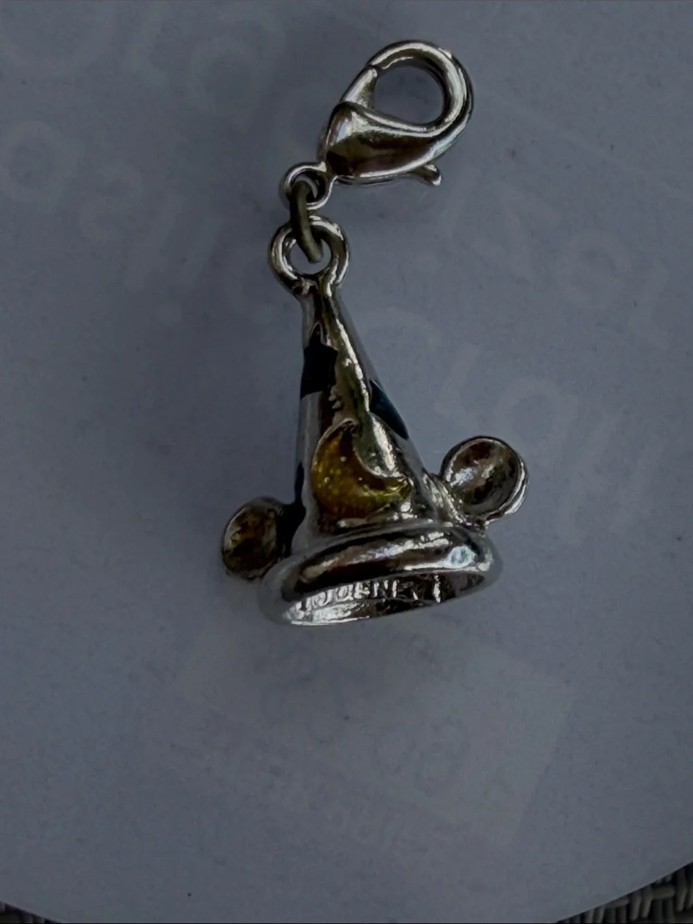 Silver Mickey Sorcerer Hat Charm with Yellow Accent
